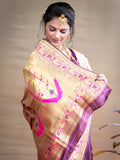 Wine Paithani Silk Zari Woven Saree with Blouse
