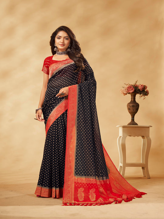 Georgette Banarasi Silk Saree With Blouse Piece