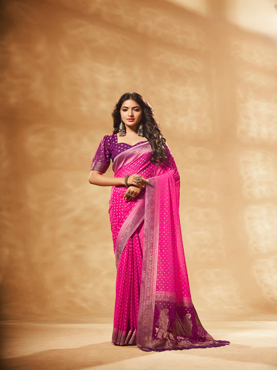 Georgette Banarasi Silk Saree With Blouse Piece