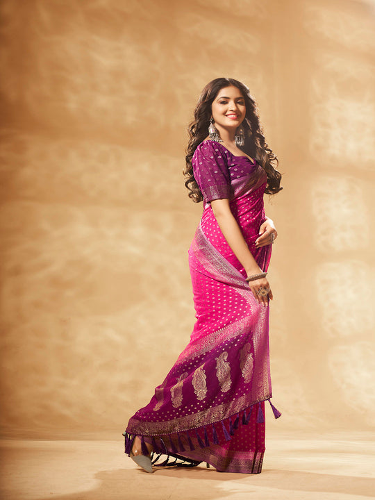 Georgette Banarasi Silk Saree With Blouse Piece