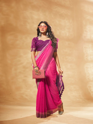 Georgette Banarasi Silk Saree With Blouse Piece