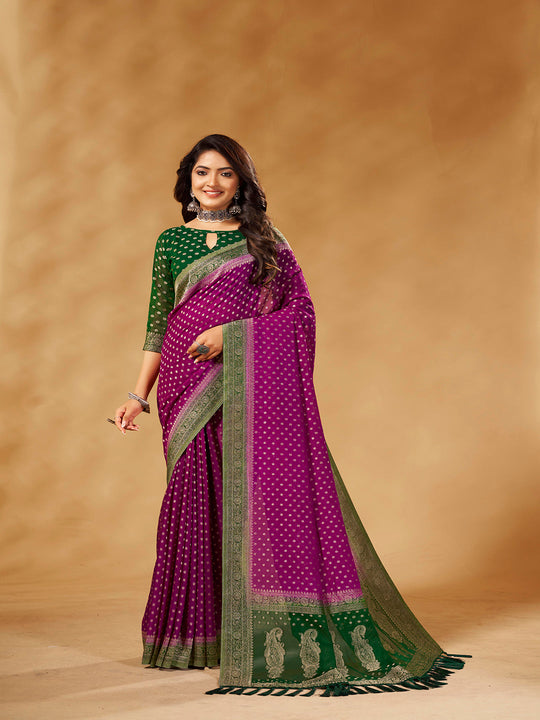 Georgette Banarasi Silk Saree With Blouse Piece