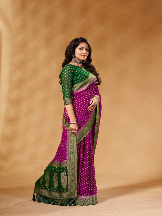 Georgette Banarasi Silk Saree With Blouse Piece