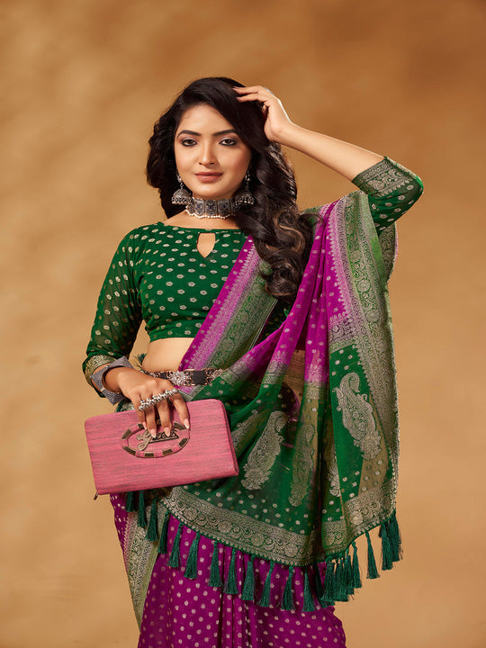 Georgette Banarasi Silk Saree With Blouse Piece