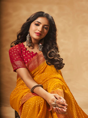 Georgette Banarasi Silk Saree With Blouse Piece