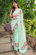 Green Georgette Saree With Blouse Piece