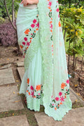 Green Georgette Saree With Blouse Piece