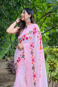 Pink Georgette Saree With Blouse Piece