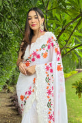 White Georgette Saree With Blouse Piece