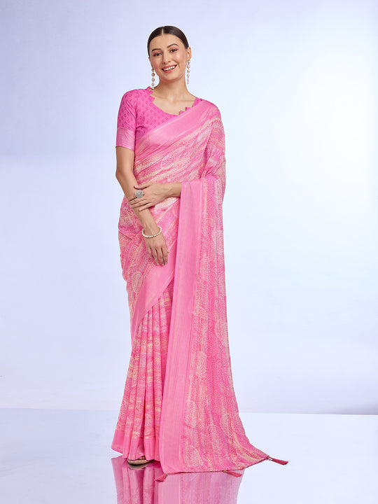 Purple Georgette Saree With Blouse Piece