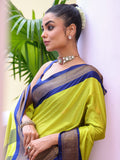 Green Kanjeevaram Silk Blend Woven Design Zari Saree With Blouse Piece