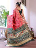 Pink Patola Silk Blend Woven Design Zari Saree With Blouse Piece