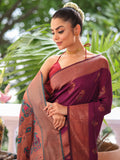 Purple Kanjeevaram Silk Blend Woven Design Zari Saree With Blouse Piece