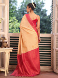 Red Kanjeevaram Silk Blend Woven Design Zari Saree With Blouse Piece