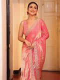Pink Embellished Embroidered Tissue Saree