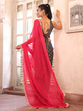Pink Embellished Sequinned Viscose Saree With Blouse Piece