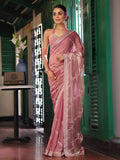 Pink Embellished Embroidered Tissue Saree