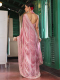 Pink Embellished Embroidered Tissue Saree