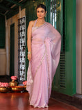 Pink Solid Embellished Sequinned  Lace Tissue Saree