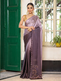 Metallic Embellished Beads And Stones Satin Saree