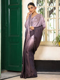 Metallic Embellished Beads And Stones Satin Saree