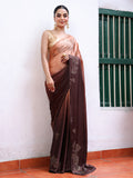 Metallic Embellished Beads And Stones Satin Saree