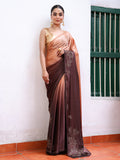 Metallic Embellished Beads And Stones Satin Saree