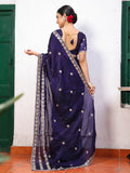 Violet Ethnic Motifs Embroidered Tissue Saree