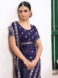 Violet Ethnic Motifs Embroidered Tissue Saree