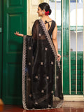 Black Embroidered Embellished Organza Saree