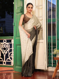 Green Padding Embellished Beads And Stones Satin Saree