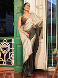 Green Padding Embellished Beads And Stones Satin Saree