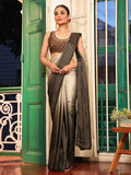 Green Padding Embellished Beads And Stones Satin Saree