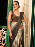 Green Padding Embellished Beads And Stones Satin Saree