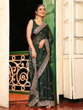 Green Embellished Embroidered Organza Heavy Work Saree