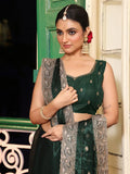 Green Embellished Embroidered Organza Heavy Work Saree