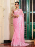 Pink Embellished Organza Saree