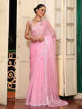 Pink Embellished Organza Saree