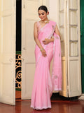 Pink Embellished Organza Saree