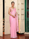 Pink Embellished Organza Saree