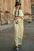 Green Gota Zari Silk Saree With Blouse Piece
