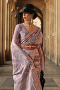 Lavender Gota Zari Silk Saree With Blouse Piece