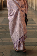 Lavender Gota Zari Silk Saree With Blouse Piece