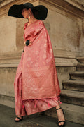Red Gota Zari Silk Saree With Blouse Piece