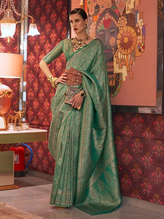 Sage Green Kanjivaram Saree