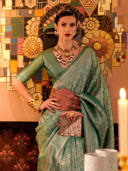 Sage Green Kanjivaram Saree