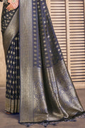 Charcoal Grey Banarasi Silk Saree