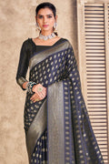 Charcoal Grey Banarasi Silk Saree