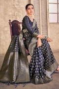Charcoal Grey Banarasi Silk Saree