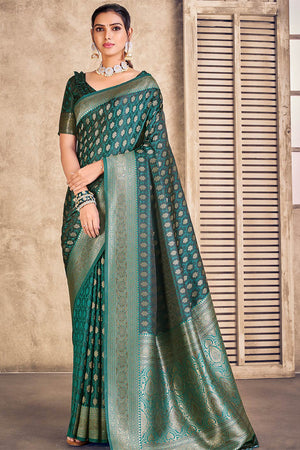 Emerald Green Banarasi Silk Saree